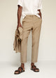 Cropped linen-blend pants